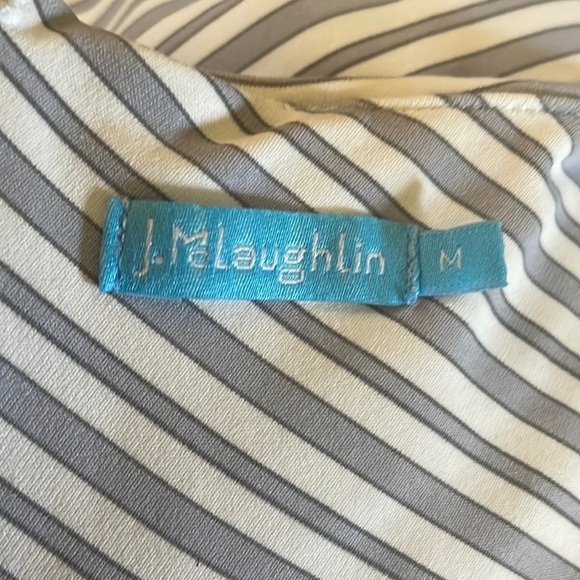 J. McLaughlin Sophia Dress Stripes White Gray Black Medium - Picture 5 of 10